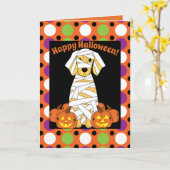 Carte Joyeuse Halloween Golden Retriever Mummy Card (Fleur jaune)