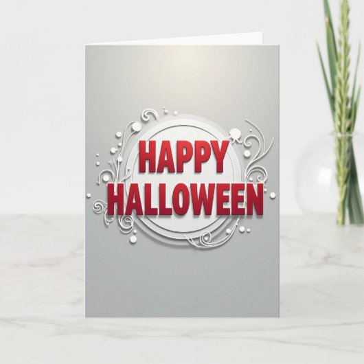 Carte Joyeuse Halloween Rouge Clair (Devant)