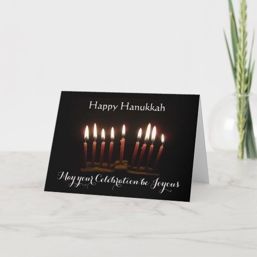 Carte Joyeuse Hanouka Menorah allumée (Devant)