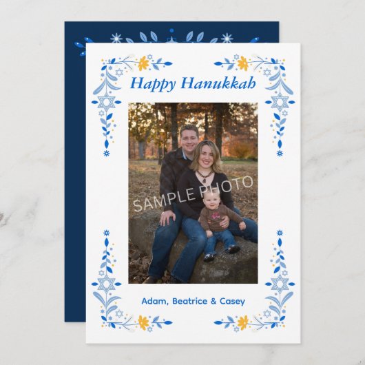 Carte Joyeuse Hanoukka Flat Photo Holiday (Devant / Derrière)