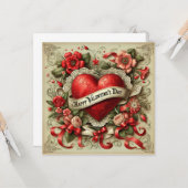 Carte Joyeuse illustration décorative de la Saint-Valent (Devant/Arrière en situation)