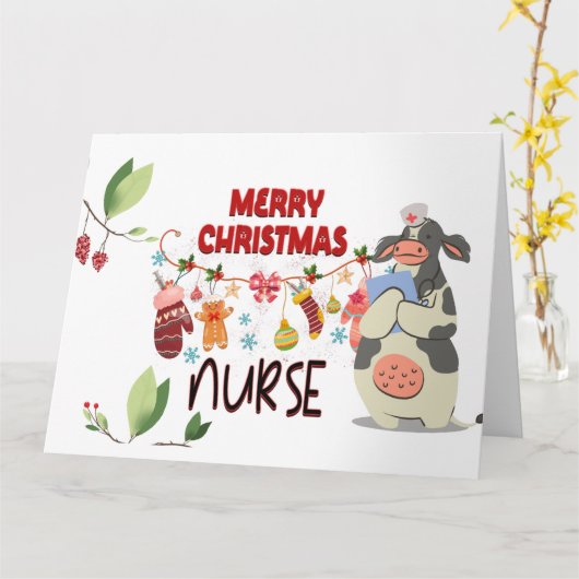 Carte Joyeuse infirmière de Noël (Fleur jaune)