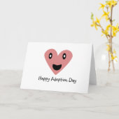 Carte Joyeuse journée d'adoption Coeur rose (Fleur jaune)