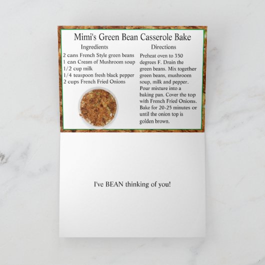 Carte Joyeuse Journée de la casserole de haricots verts (Intérieur)