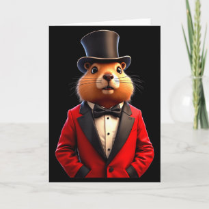 Carte Joyeuse journée de la marmotte 2025 Chapeau de gen