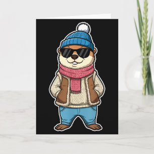 Carte Joyeuse journée de la marmotte ombre Mignonne Marm