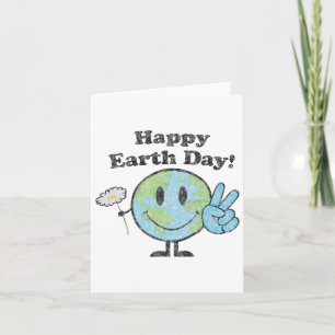 Carte Joyeuse Journée de la Terre Signe de Paix Fleur en