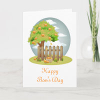 Joyeuse Journée des Boss avec arbre fruitier texte