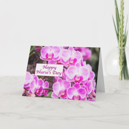 Carte Joyeuse journée des infirmières avec des orchidées (Devant)