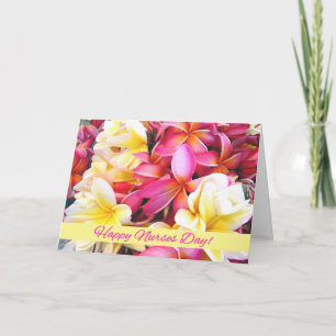 Carte Joyeuse journée des infirmières Fleurs de Plumeria