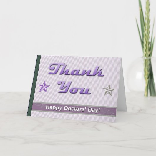 Carte Joyeuse journée des médecins rayures violettes et (Devant)