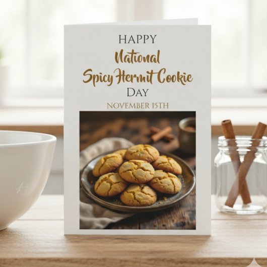 Carte Joyeuse journée du cookie ermite épicé | 15 novemb