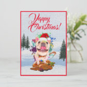 Carte Joyeuse Joyeuse Chien-taureau Français (Debout devant)