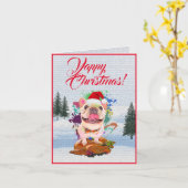 Carte Joyeuse Joyeuse Fréchie Chien Personnalisée (Fleur jaune)
