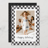 Carte Joyeuse Joyeuse Photo Plaid Noir Blanc (Devant / Derrière)