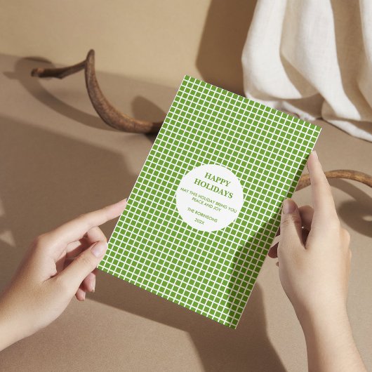 Carte Joyeuse Joyeuse Plaid Vert & Blanc