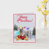 Carte Joyeuse Joyeuse Xmas pour chien britannique (Fleur jaune)