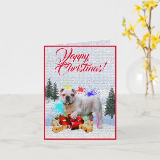 Carte Joyeuse Joyeuse Xmas pour chien britannique (Fleur jaune)