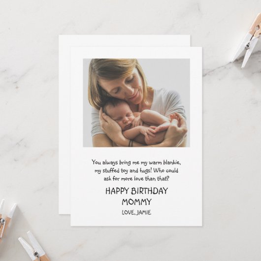 Carte Joyeuse maman d'anniversaire de bébé (Devant/Arrière en situation)