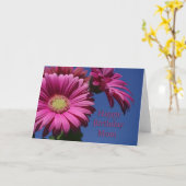 Carte Joyeuse maman d'anniversaire - Gerbera rose (Fleur jaune)