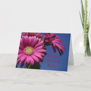 Carte Joyeuse maman d'anniversaire - Gerbera rose
