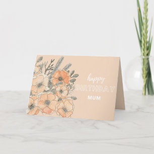 Carte Joyeuse maman d'anniversaire - Illustration Fleur