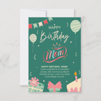 Carte Joyeuse maman d'anniversaire - Message de coeur de