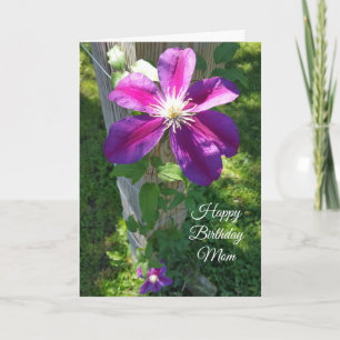 Carte Joyeuse maman d'anniversaire Plutôt violet Fleur C