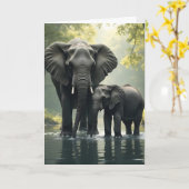 Carte Joyeuse maman d'anniversaire | Thème Éléphant (Fleur jaune)