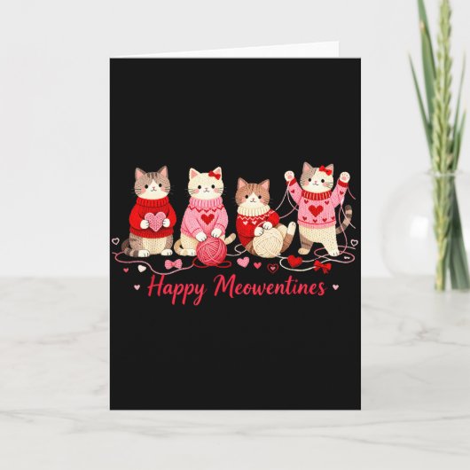 Carte Joyeuse Meowentines Mignon Chat Saint-Valentin Amo (Devant)