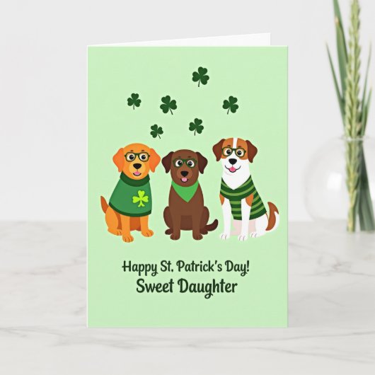 Carte Joyeuse Motif Chiens Trèfle (Devant)