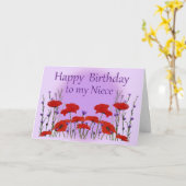 Carte Joyeuse nièce d'anniversaire, champ de pavots (Fleur jaune)