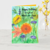 Carte Joyeuse nièce d'anniversaire dans le jardin de tou (Fleur jaune)