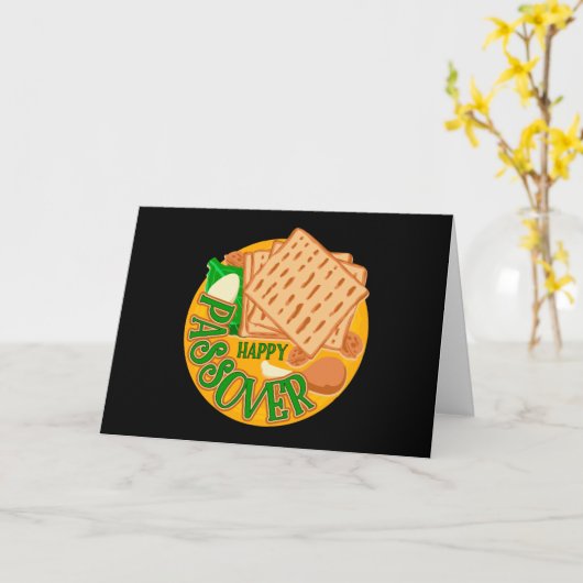 Carte Joyeuse Pâque avec une matzo mignonne Fête juive (Fleur jaune)