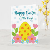 Carte Joyeuse Pâques à pois (Fleur jaune)