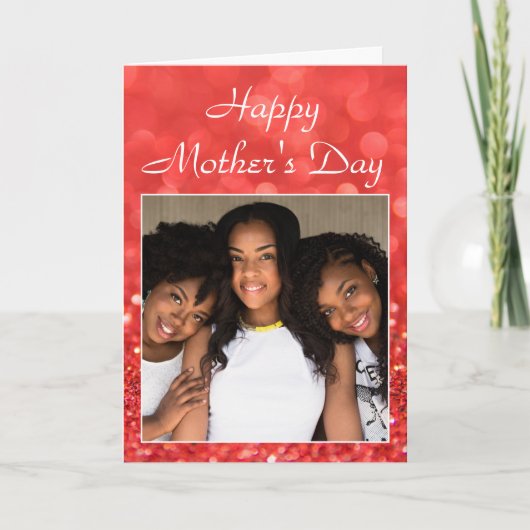 Carte Joyeuse Parties scintillant de la Fête des Mères P (Devant)