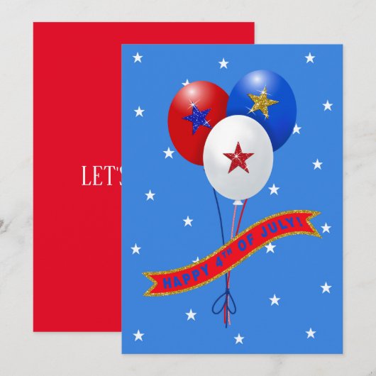 Carte Joyeuse Personnaliser des ballons patriotiques 4 j (Devant / Derrière)