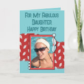 Carte Joyeuse photo fille anniversaire vert rouge (Devant)