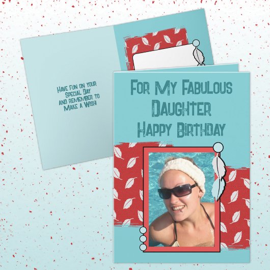 Carte Joyeuse photo fille anniversaire vert rouge