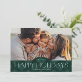 Carte Joyeuse Photo Rustique Vert à Carreaux 2 (Debout devant)