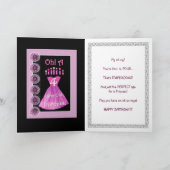 Carte Joyeuse princesse 4 Anniversaire - Robe Rose & Bou (Intérieur)