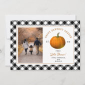 Carte Joyeuse récolte Citrouille Plaid Photo Thanksgivin (Devant)