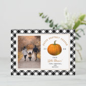 Carte Joyeuse récolte Citrouille Plaid Photo Thanksgivin (Debout devant)