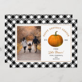 Carte Joyeuse récolte Citrouille Plaid Photo Thanksgivin (Devant / Derrière)