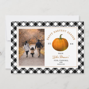 Carte Joyeuse récolte Citrouille Plaid Photo Thanksgivin