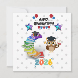 Carte Joyeuse remise de diplômes 2026 - Chouette mignonn