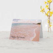 Carte Joyeuse retraite, beauté de la plage des îles Caïm (Fleur jaune)