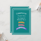 Carte Joyeuse retraite Félicitations Vous y êtes Nom Tur (Devant/Arrière en situation)