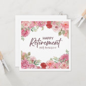 Carte Joyeuse Retraite Fleurs Coréennes de Vœux (Devant/Arrière en situation)
