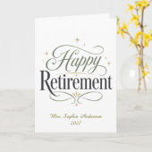 Carte Joyeuse Retraite Nom Personnalisé (Fleur jaune)